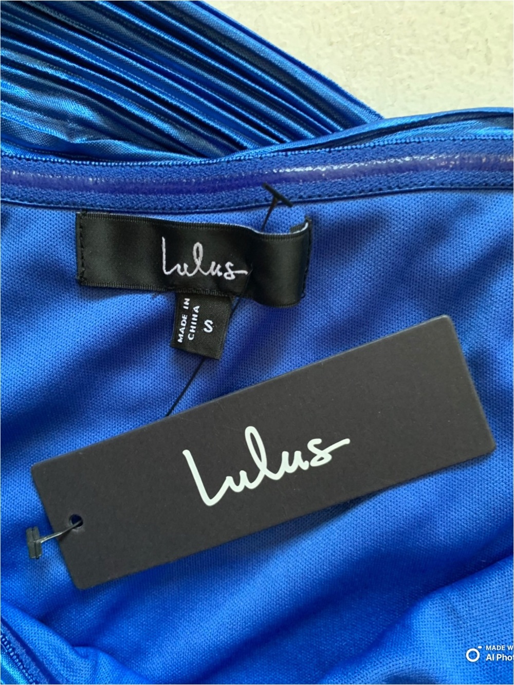 Lulus Small Poised Performance Blue Plisse One-Shoulder Maxi Dress NWT Formal - Picture 13 of 17